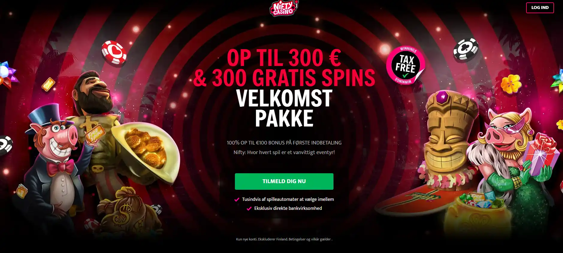 Nifty Casinos velkomsttilbud med bonusbeløb og gratisspins